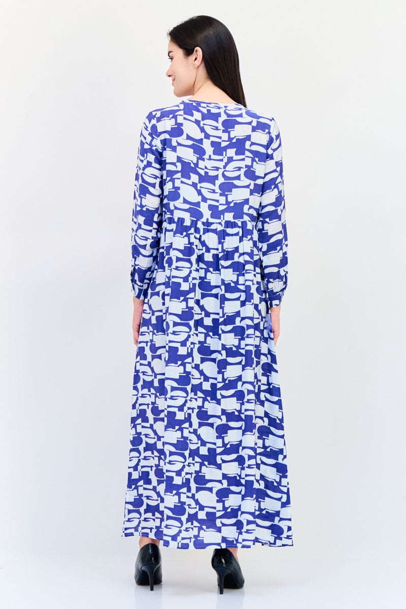 bebe فستان ميدي مطبوع بالكامل للنساء، متعدد الألوان - Image 4